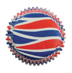 60 Cápsulas Cupcake Ondas Azul e Vermelho PME