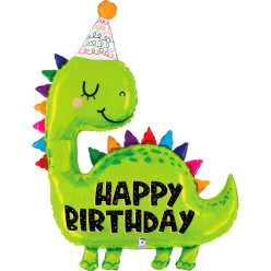 Balão Foil Dinossauro Happy Birthday 97cm