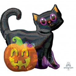 Balão Foil Supershape Gato Preto Halloween