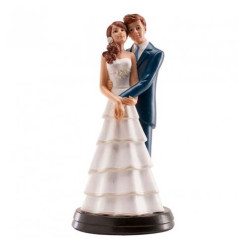 Figura Bolo Casamento Noivos Abraçados nas Costas 18cm