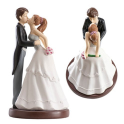 Figura Bolo Casamento Noivos Beijo 16cm