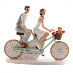 Figura Bolo Casamento Noivos Bicicleta 18cm