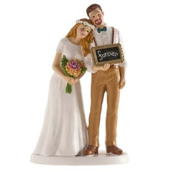 Figura Bolo Casamento Noivos Forever 16cm