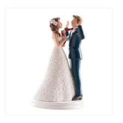 Figura Bolo Casamento Noivos Mãos Para Cima 20cm