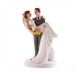 Figura Bolo Casamento Noivos Mulher nos Braços 20cm